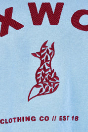 Product shot of the Elements Effortless Contrast Cotton Crew in colour Azurinebl (Blue), detail