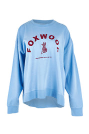 Product shot of the Elements Effortless Contrast Cotton Crew in colour Azurinebl (Blue), from the front