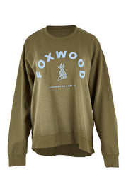 Product shot of the Elements Effortless Contrast Cotton Crew in colour Wintermoss (Green), from the front
