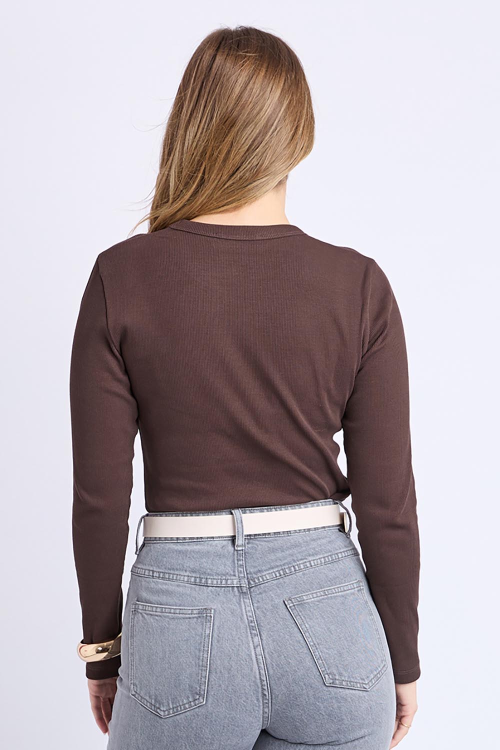 Elements Scoop Rib Cotton Long Sleeve Tee – Coffee