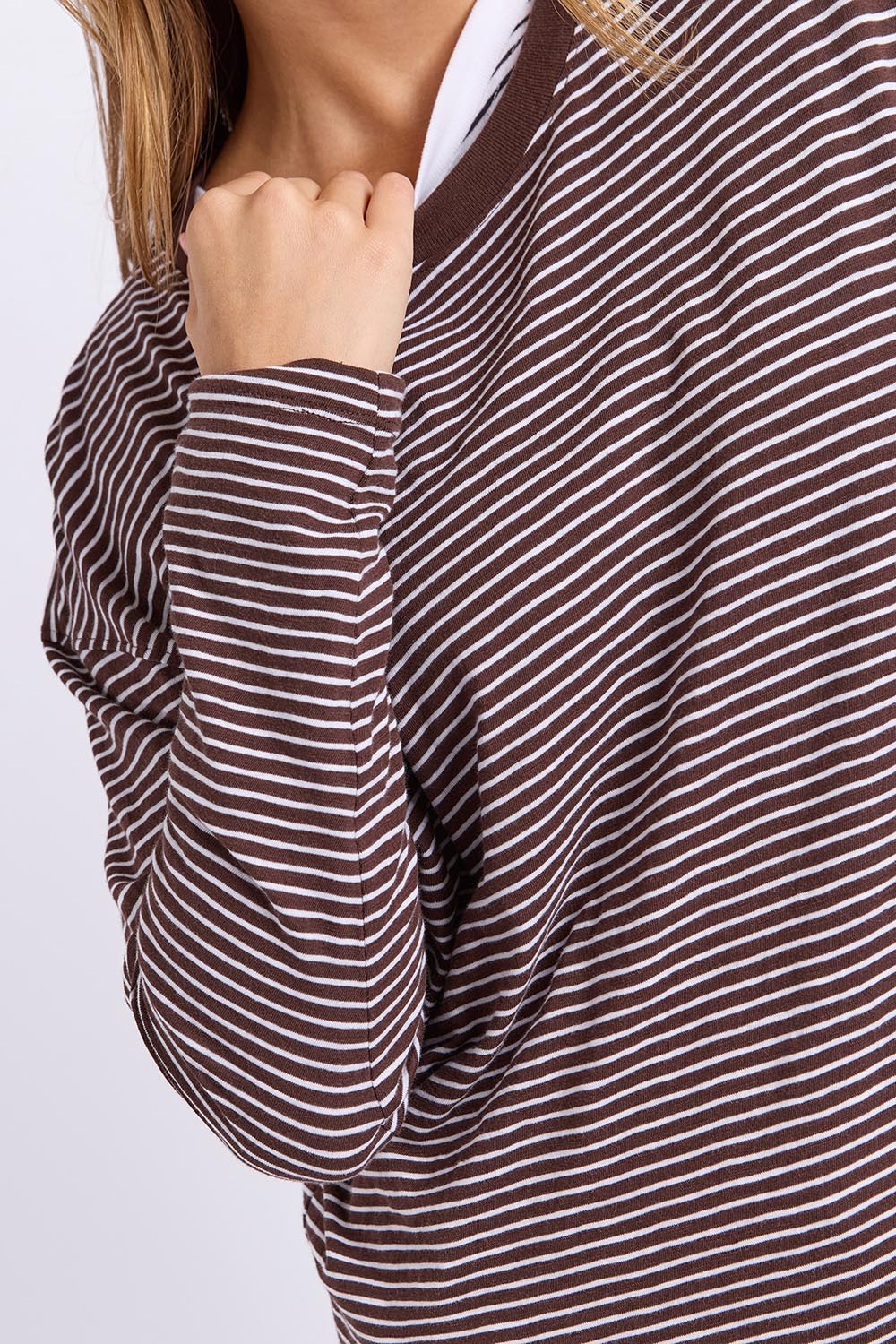 Elements Hutch Stripe Cotton Long Sleeve Tee - Coffeewhite