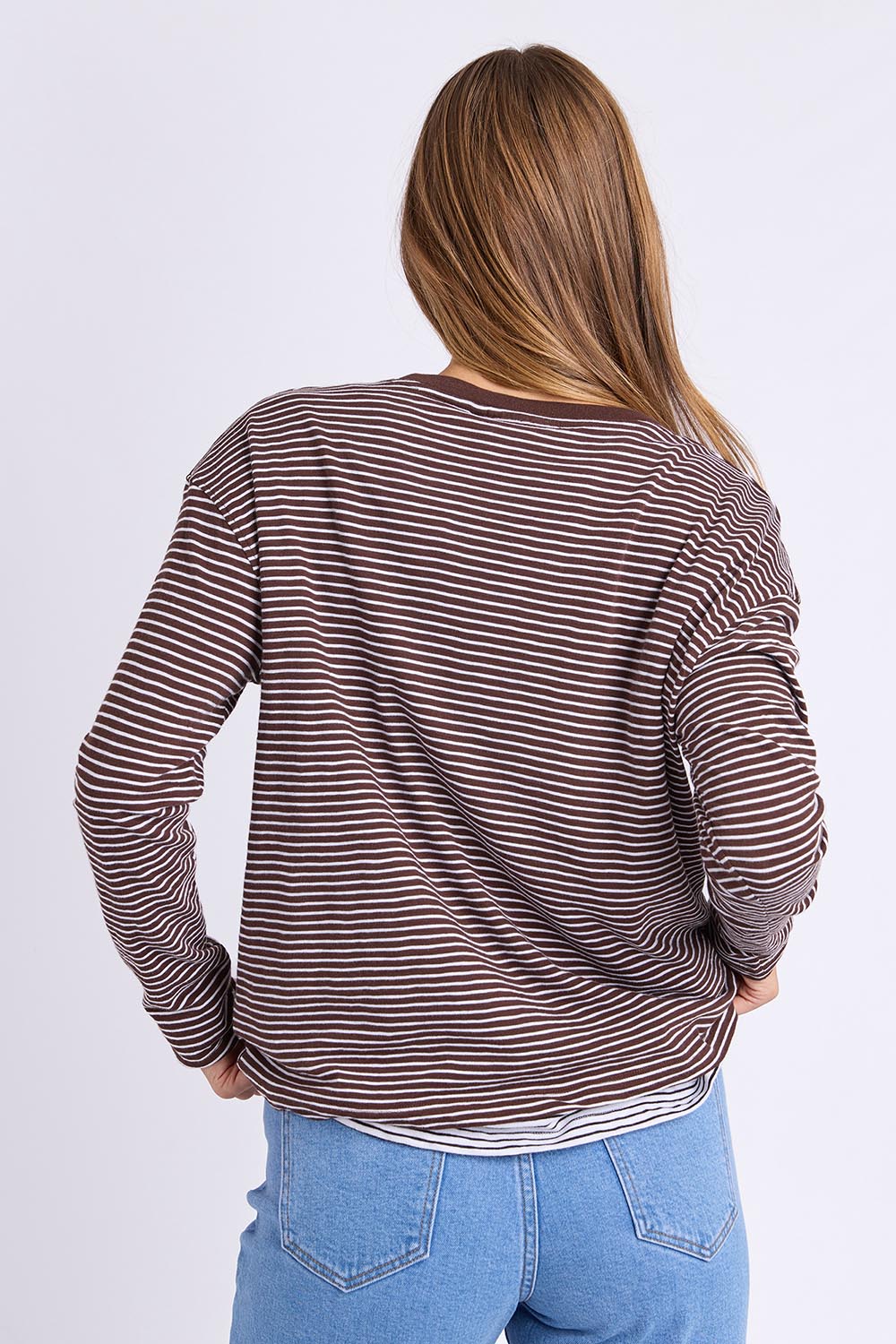 Elements Hutch Stripe Cotton Long Sleeve Tee - Coffeewhite