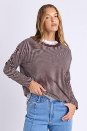 Elements Hutch Stripe Cotton Long Sleeve Tee - Coffeewhite