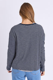 Elements Hutch Stripe Cotton Long Sleeve Tee - Navywhite