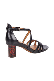 Product shot of the Abi Leather Heel in colour Black (Black), from the back