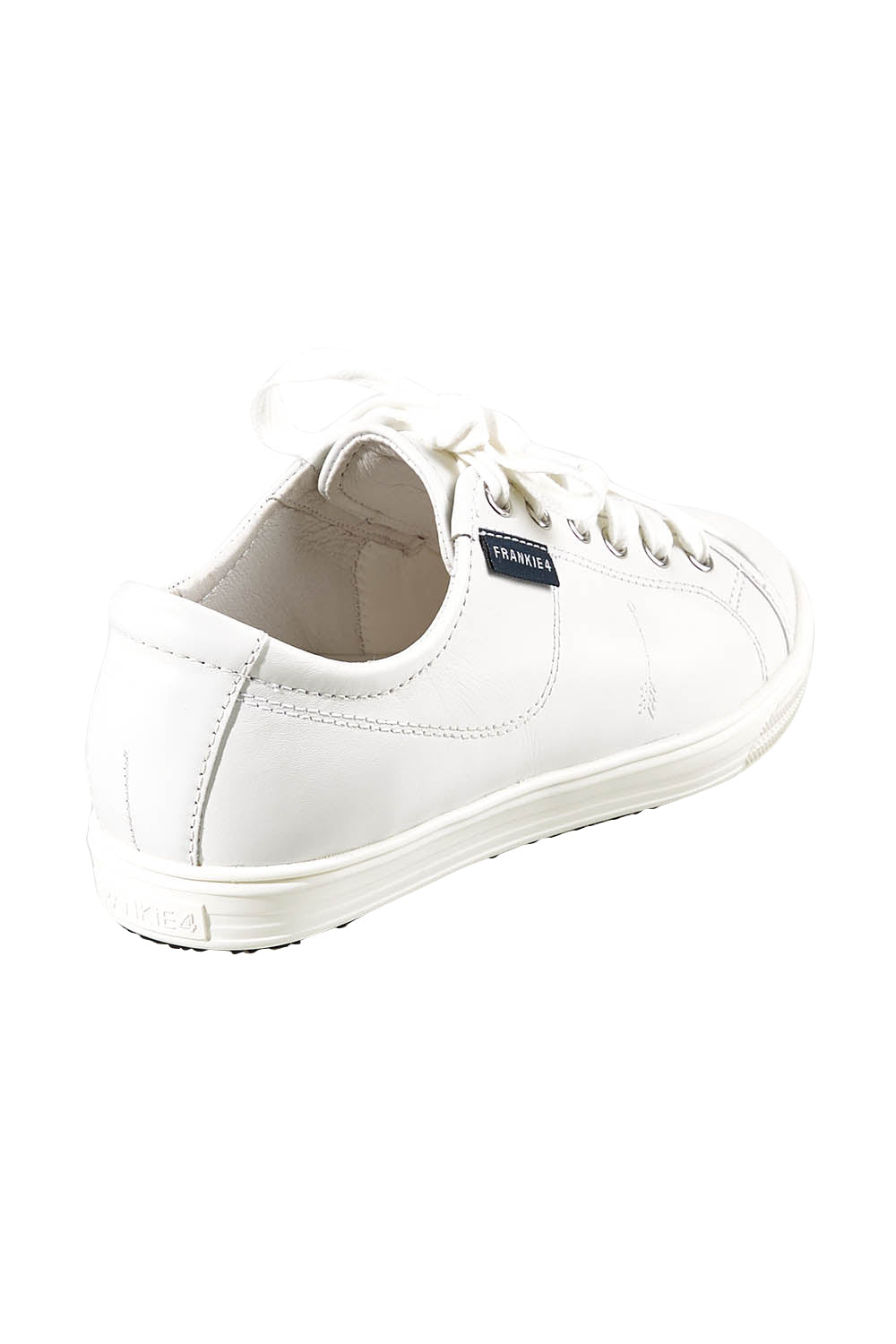 Product shot of the Nat Leather Sneaker in colour White (White), from the back