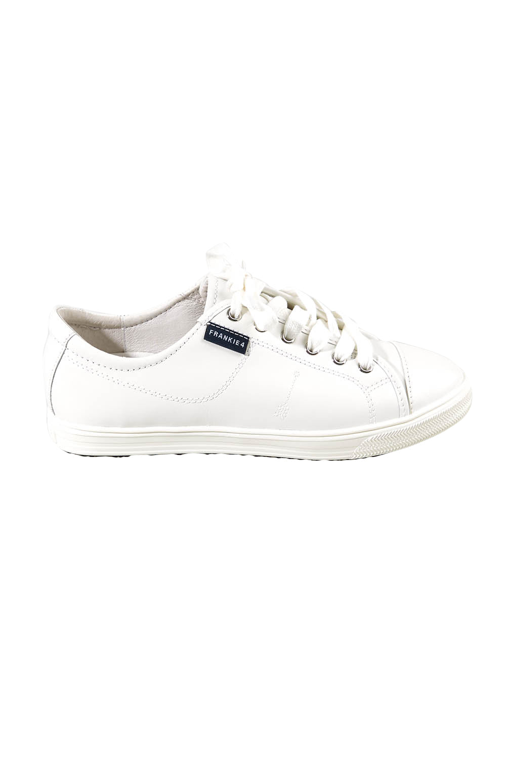Product shot of the Nat Leather Sneaker in colour White (White), from the front