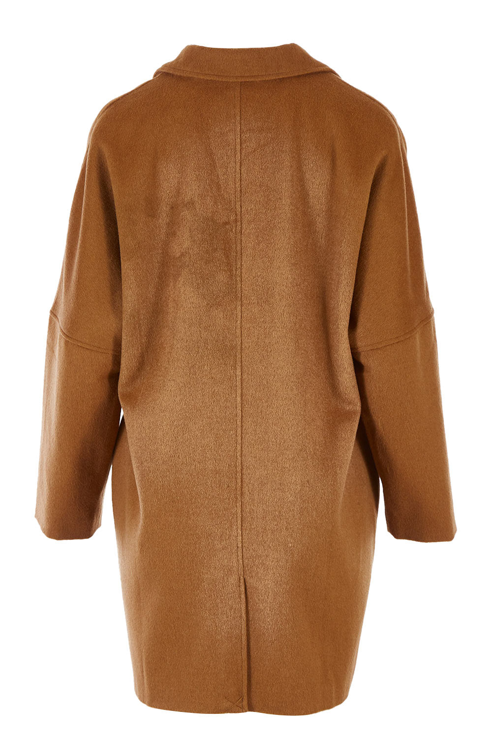 Product shot of the Ascot Coat in colour Caramel, from the back