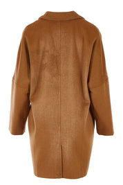 Product shot of the Ascot Coat in colour Caramel, from the back