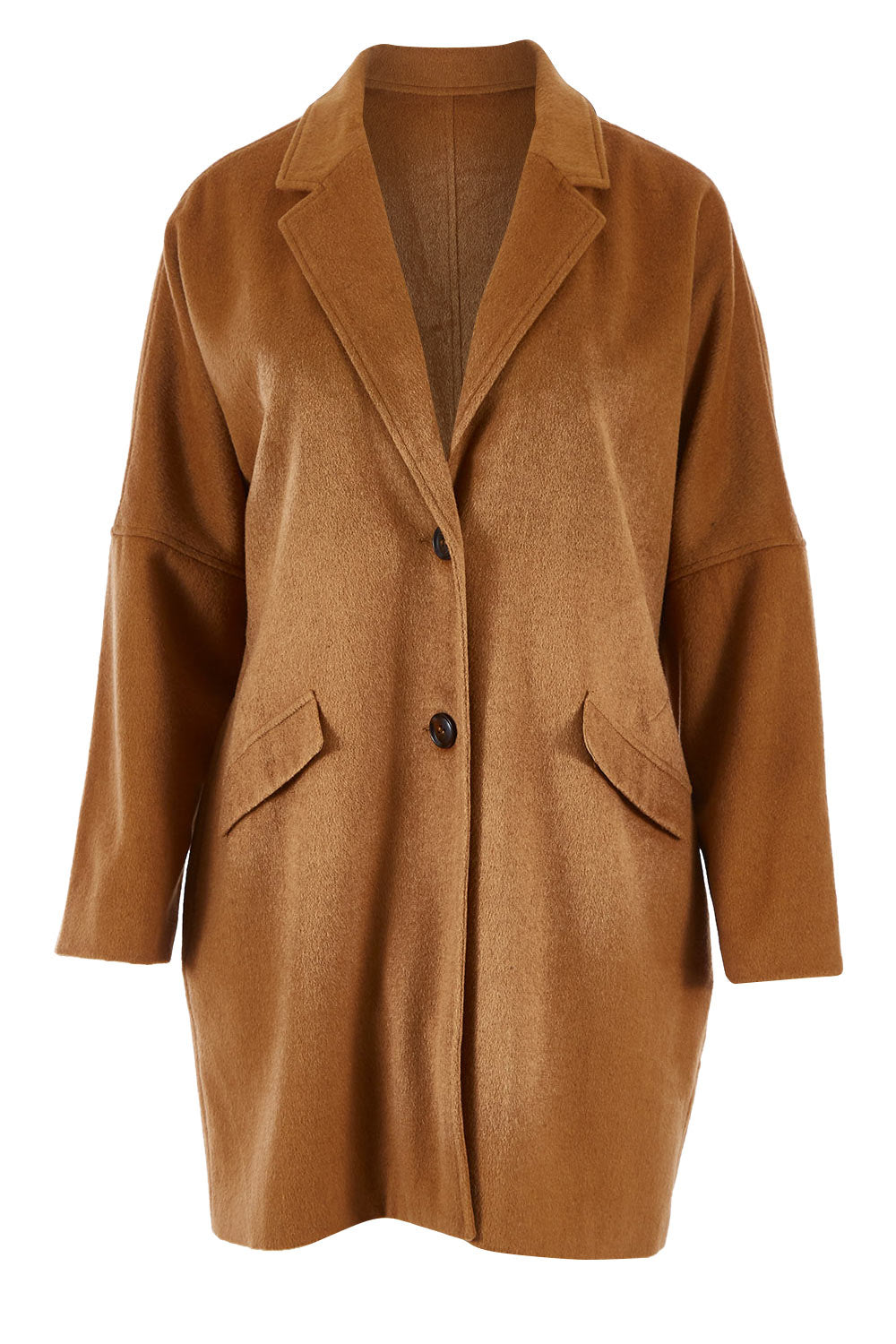 Product shot of the Ascot Coat in colour Caramel, from the front