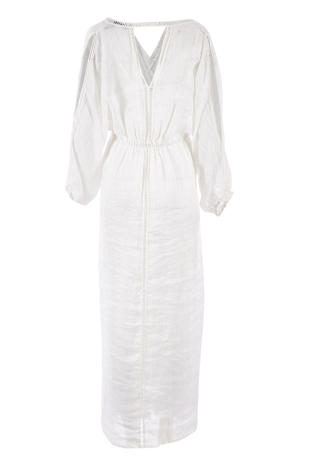 Product shot of the Beautiful Ruins Dress in colour White (White), from the back