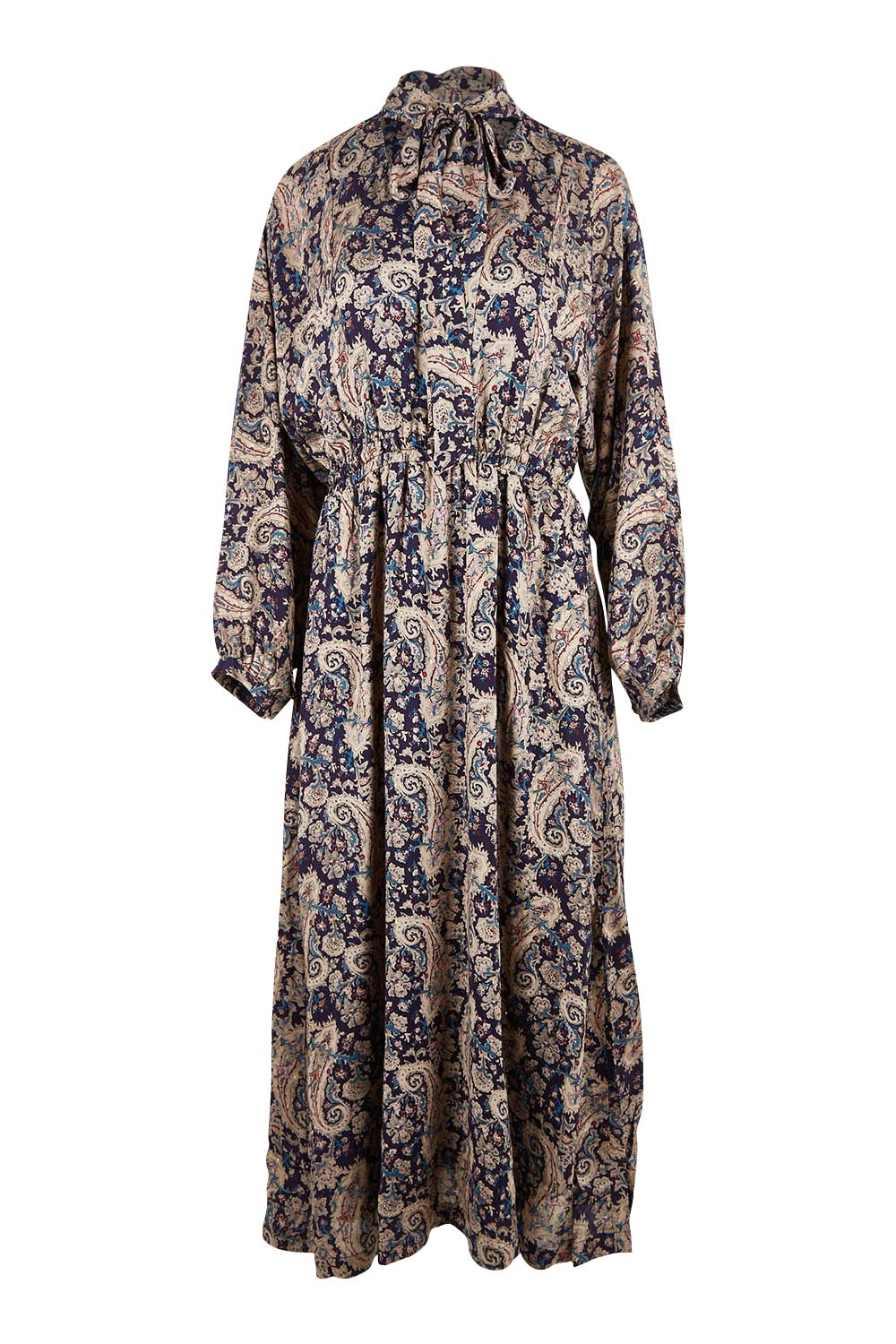 Product shot of the Nightfever Bohemian Maxi Dress in colour Navy (Blue), from the front