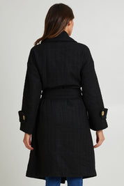 Model Madeline wearing the Forever Oversized Coat in colour Black (Black), from the back