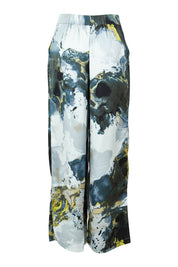 Product shot of the Transfixed Wide Leg Pant in colour Marble (Black), from the back