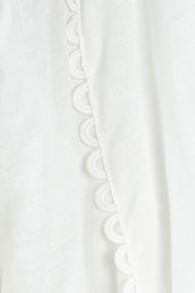 Product shot of the Berry Kiss Linen Tencel Blend Blouse in colour Ivory (White), detail