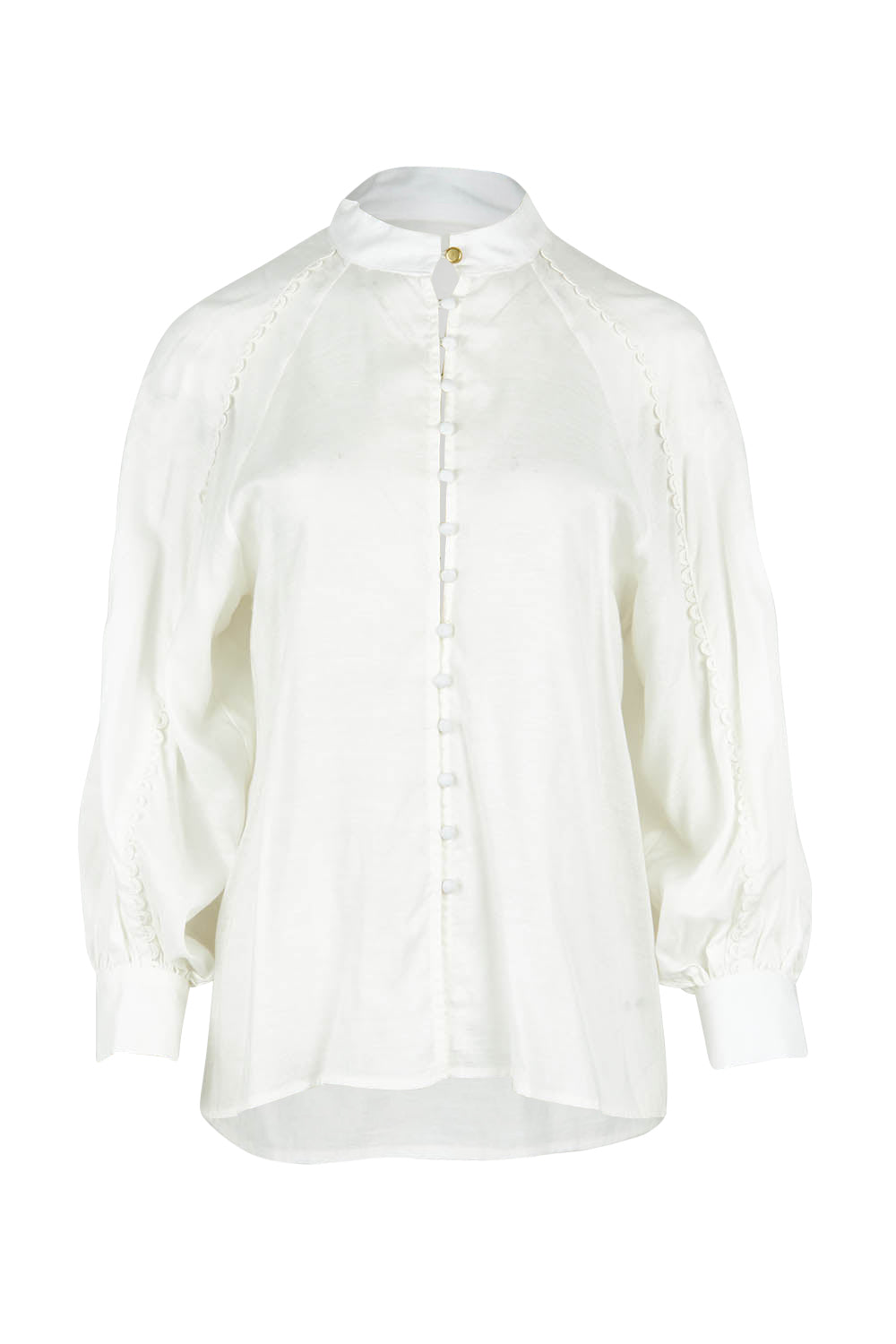 Product shot of the Berry Kiss Linen Tencel Blend Blouse in colour Ivory (White), from the front