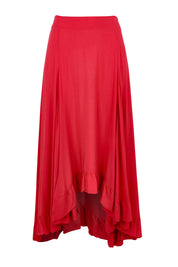 Product shot of the All Night Long Skirt in colour Lipstick (Red), from the front