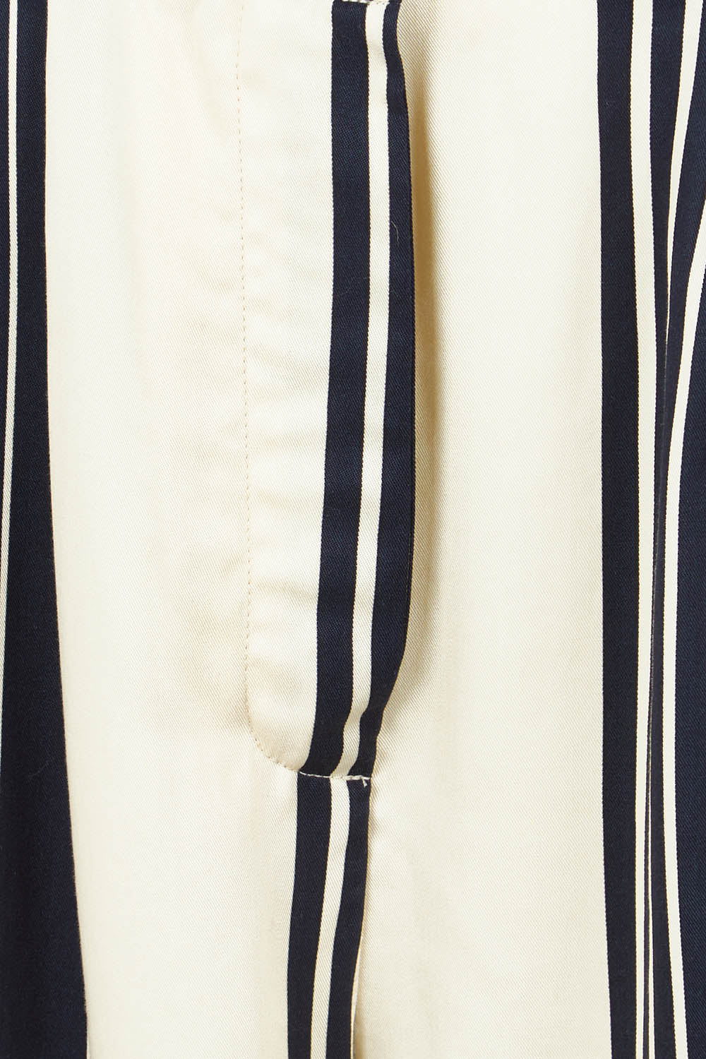 Product shot of the Heartstopper Pant in colour Navystripe (Blue), detail