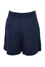 Product shot of the Lyrical Lyocell Blend Short in colour Navy (Blue), from the back