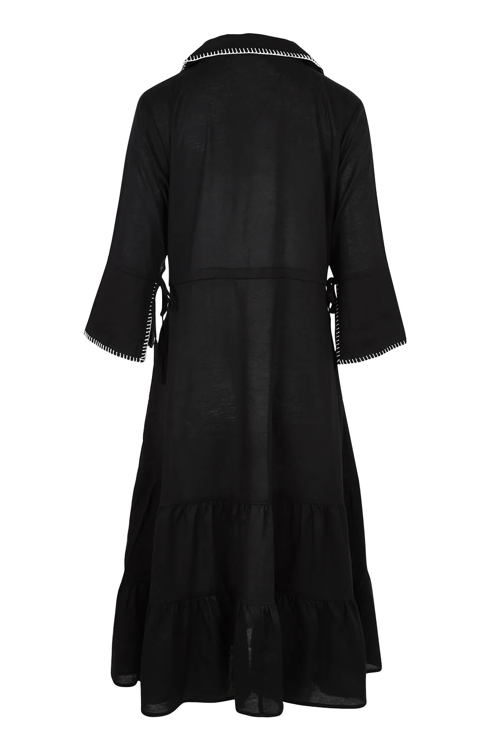 Product shot of the Showcase Tencel Blend Dress in colour Black (Black), from the back
