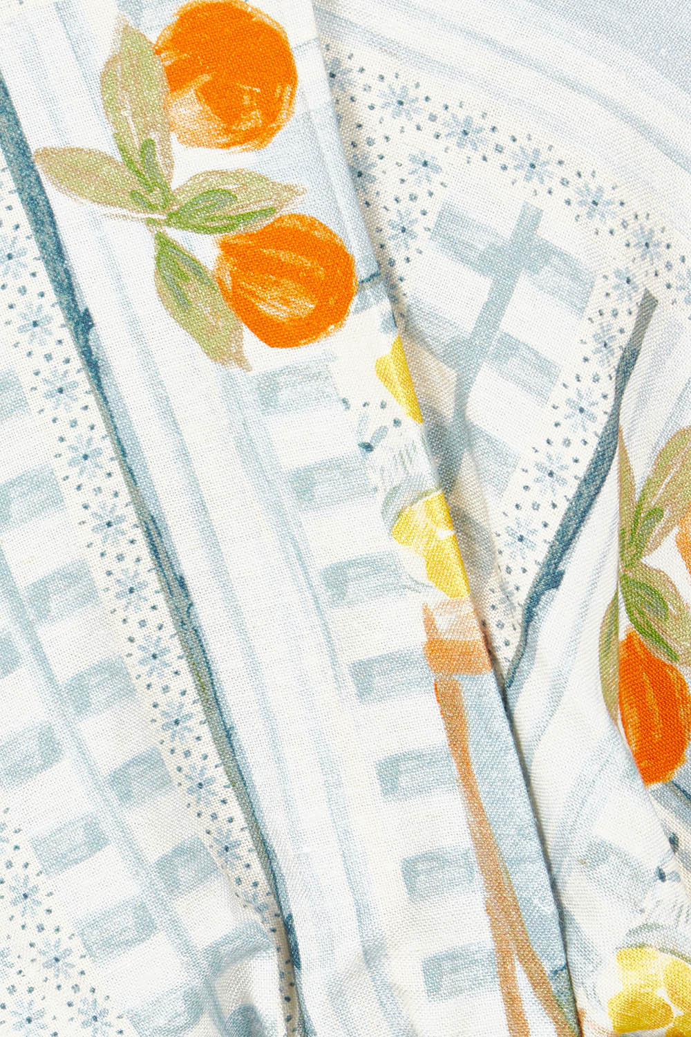 Product shot of The Terrace Linen Cotton Dress in colour Postcard (Blue), detail