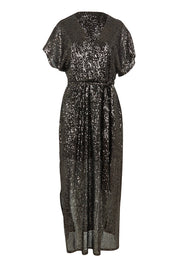 Product shot of the Impression Sequin Dress in colour Gunmetal (Black), from the front