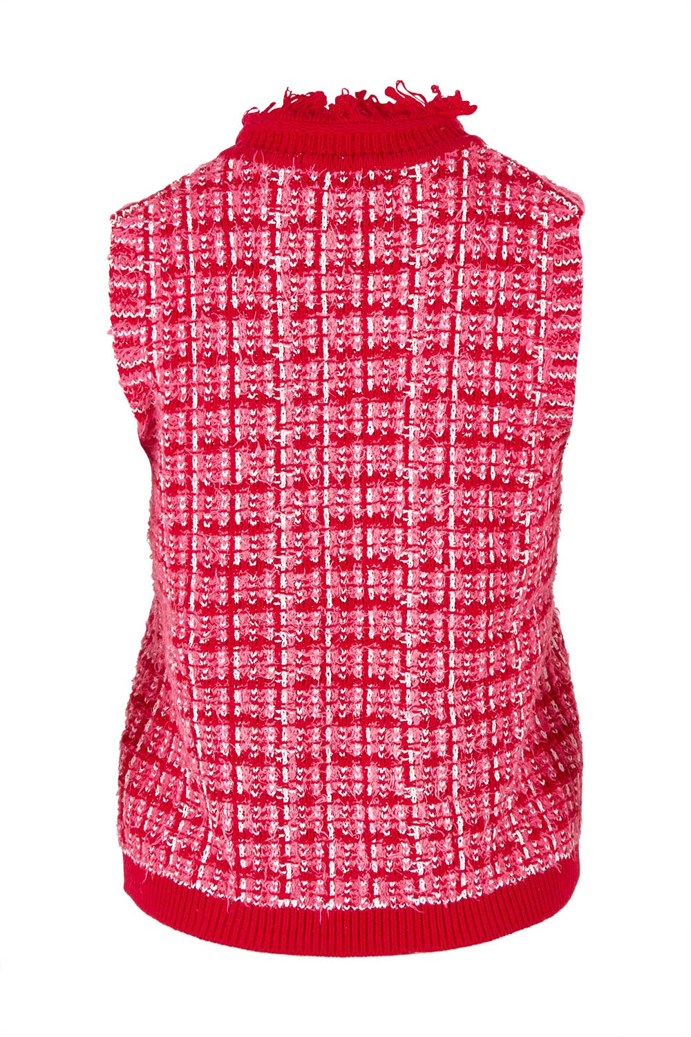 Product shot of the Kinetic Cotton Blend Knit Top in colour Pink (Pink), from the back