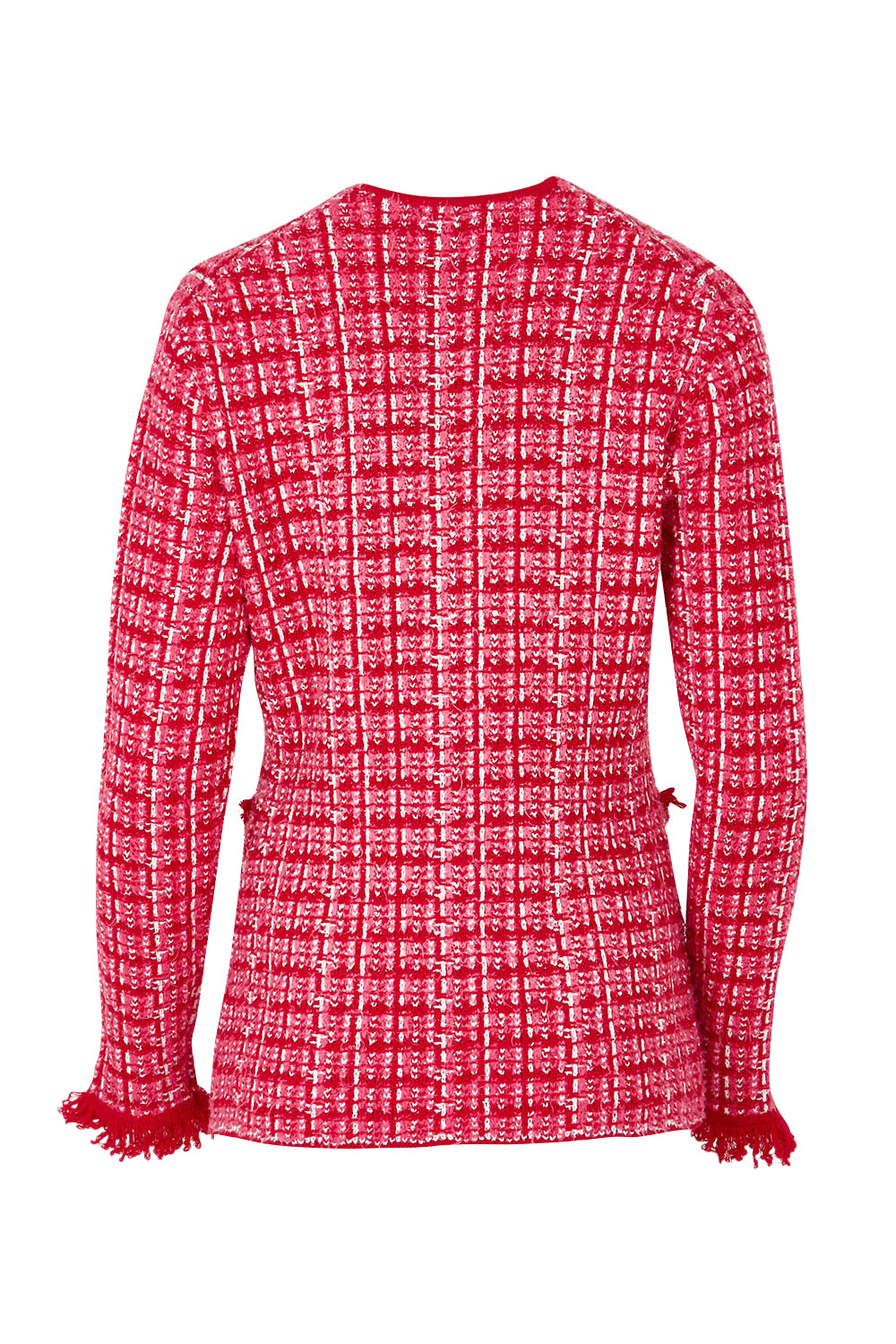 Product shot of the Beverley Cotton Blend Knit Cardi in colour Pink (Pink), from the back