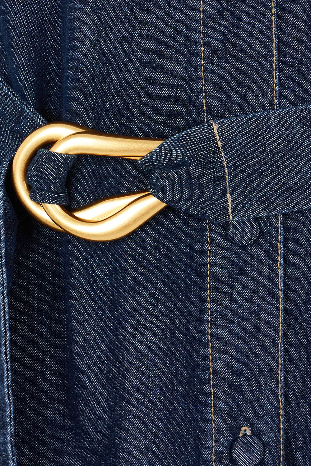Product shot of the Soaring Denim Shirt Dress in colour Indigo (Blue), detail