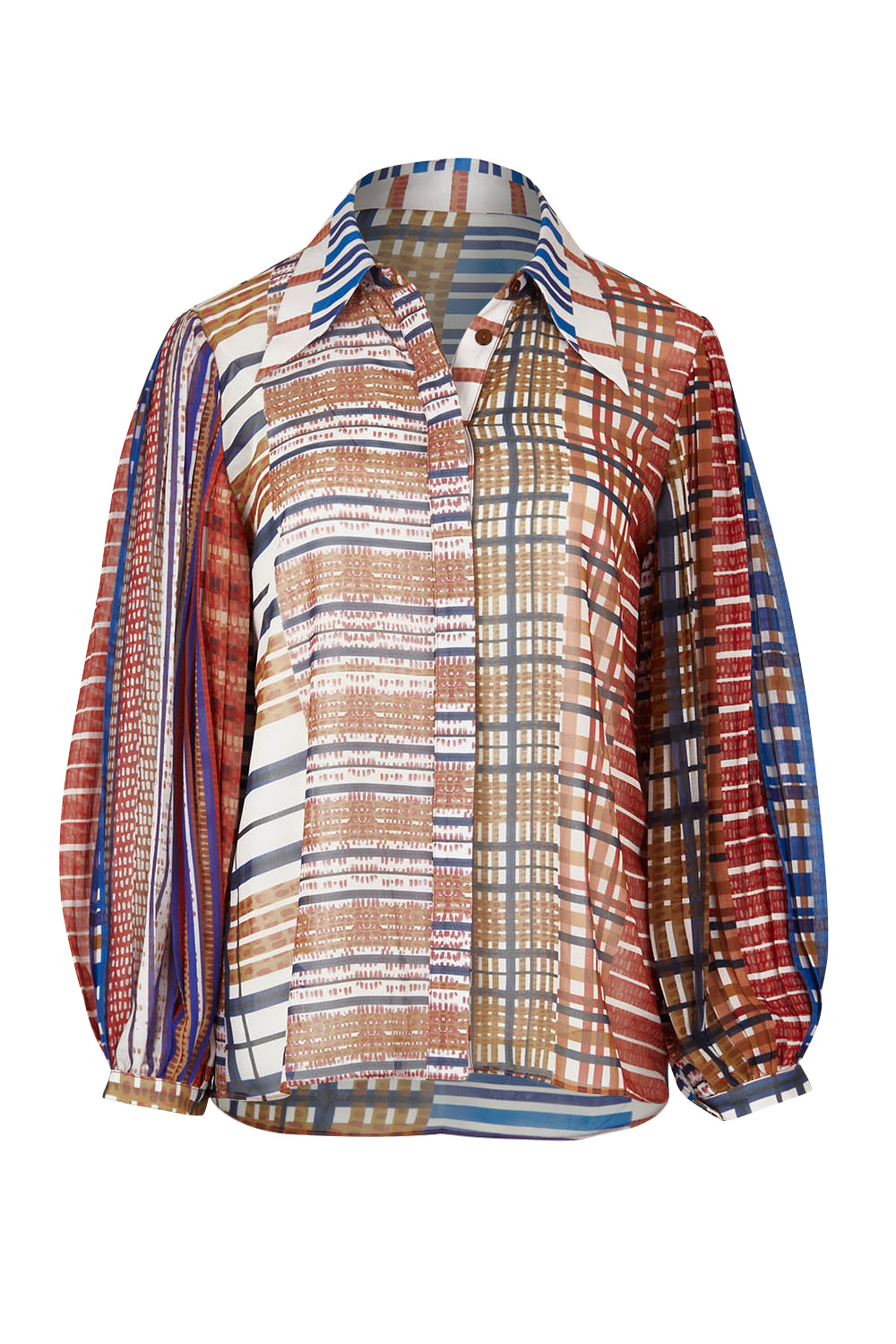Product shot of the Rays Shirt in colour Check (Blue), from the front