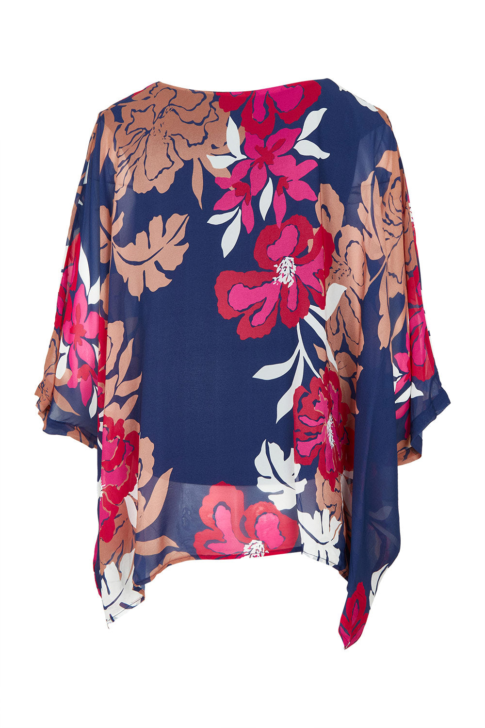 Product shot of the Magnetic Fever Top in colour Pinkfloral (Blue), from the back