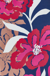 Product shot of the Magnetic Fever Top in colour Pinkfloral (Blue), detail