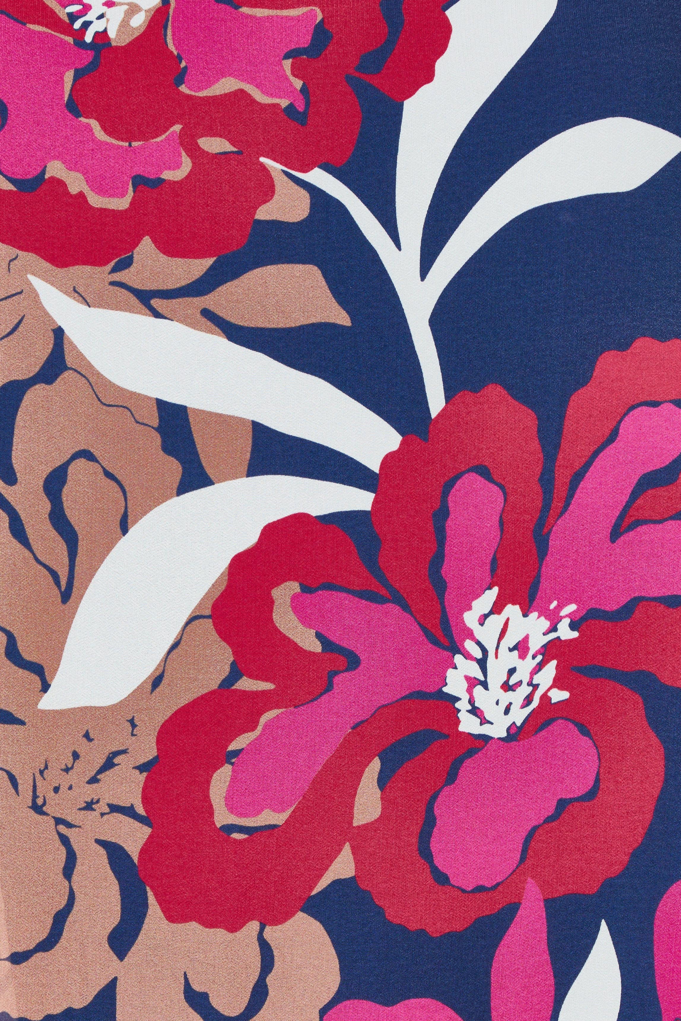 Product shot of the Magnetic Fever Top in colour Pinkfloral (Blue), detail