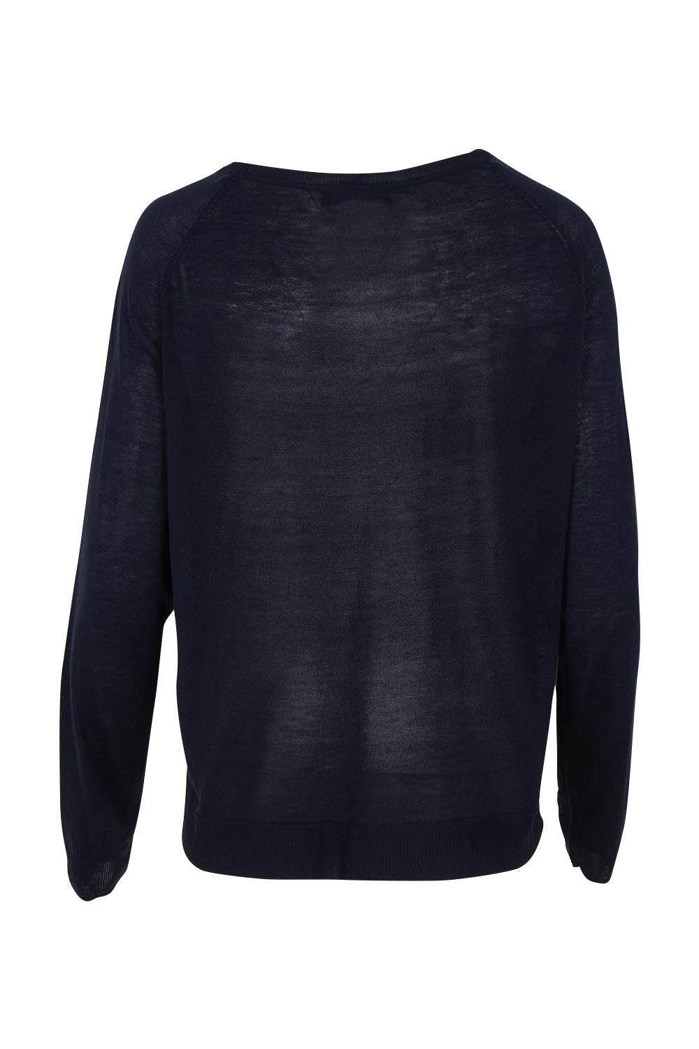 Product shot of the Reminiscent Knit Top in colour Navy (Blue), from the back