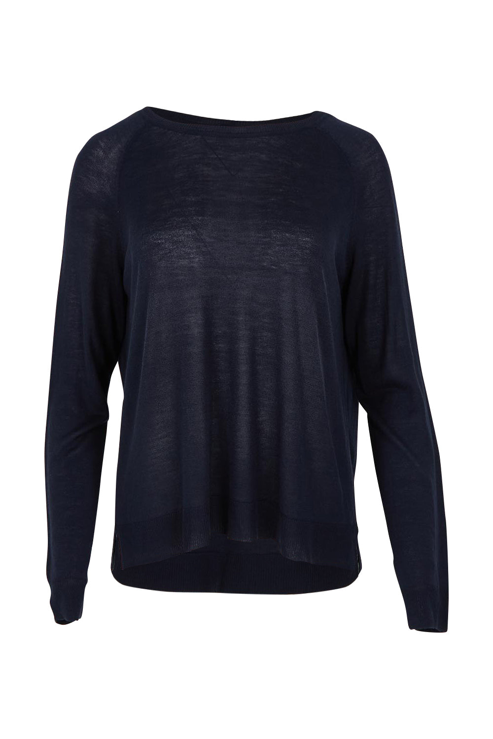 Product shot of the Reminiscent Knit Top in colour Navy (Blue), from the front