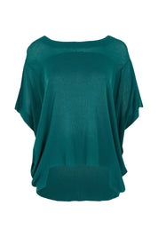 Product shot of the Irises Knit Top in colour Teal (Green), from the front