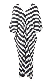 Product shot of the Madeira Dress in colour Liquorice (Black), from the back
