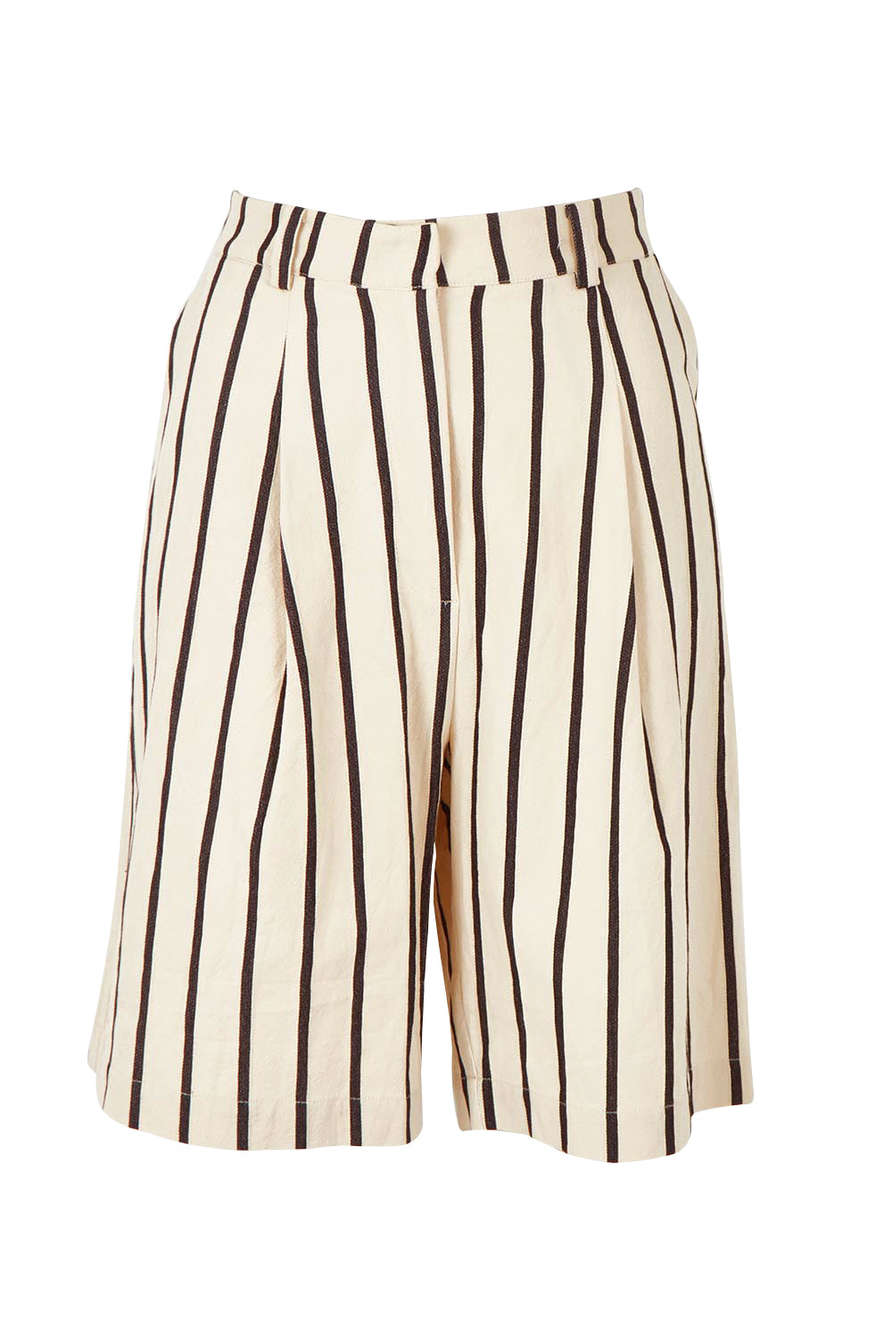 Product shot of the Luna Cotton Blend Bermuda Short in colour Creamblack, from the front