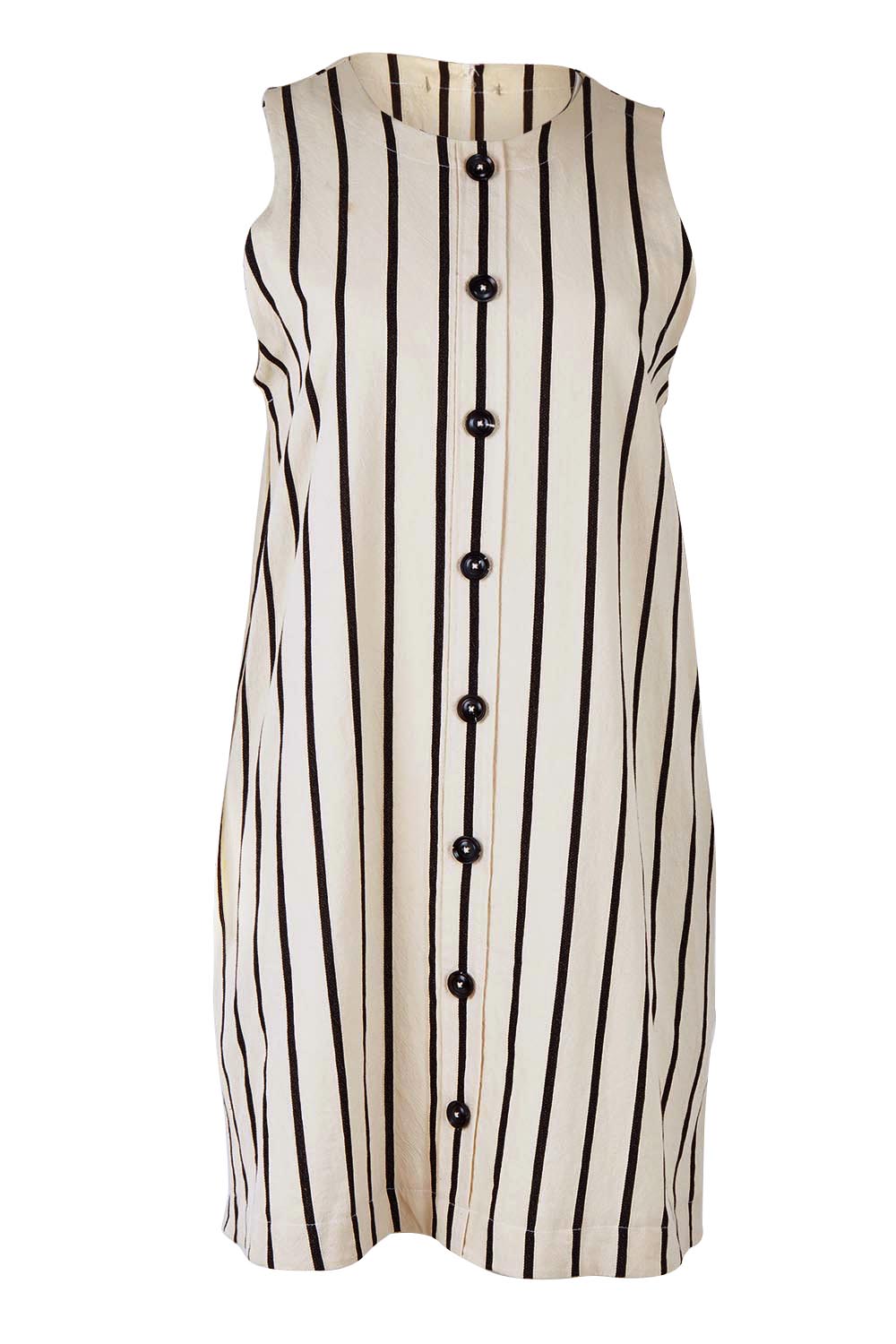 Product shot of the Luna Cotton Blend Dress in colour Creamblack, from the front