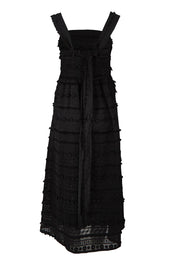 Product shot of the Sierra Lyocell Blend Lace Dress in colour Black (Black), from the back