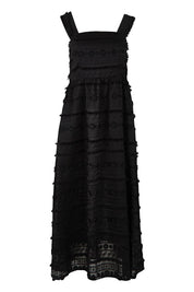 Product shot of the Sierra Lyocell Blend Lace Dress in colour Black (Black), from the front