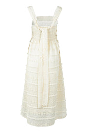 Product shot of the Sierra Lyocell Blend Lace Dress in colour Cream, from the back