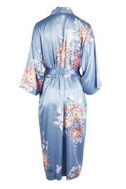 Product shot of the Rianna Mid Kimono Wrap in colour Dusk (Blue), from the back