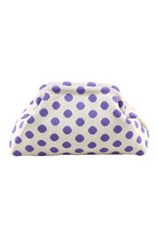 Product shot of the Bondi Spot Clutch - Whitepurple in colour Whitepurple, from the front