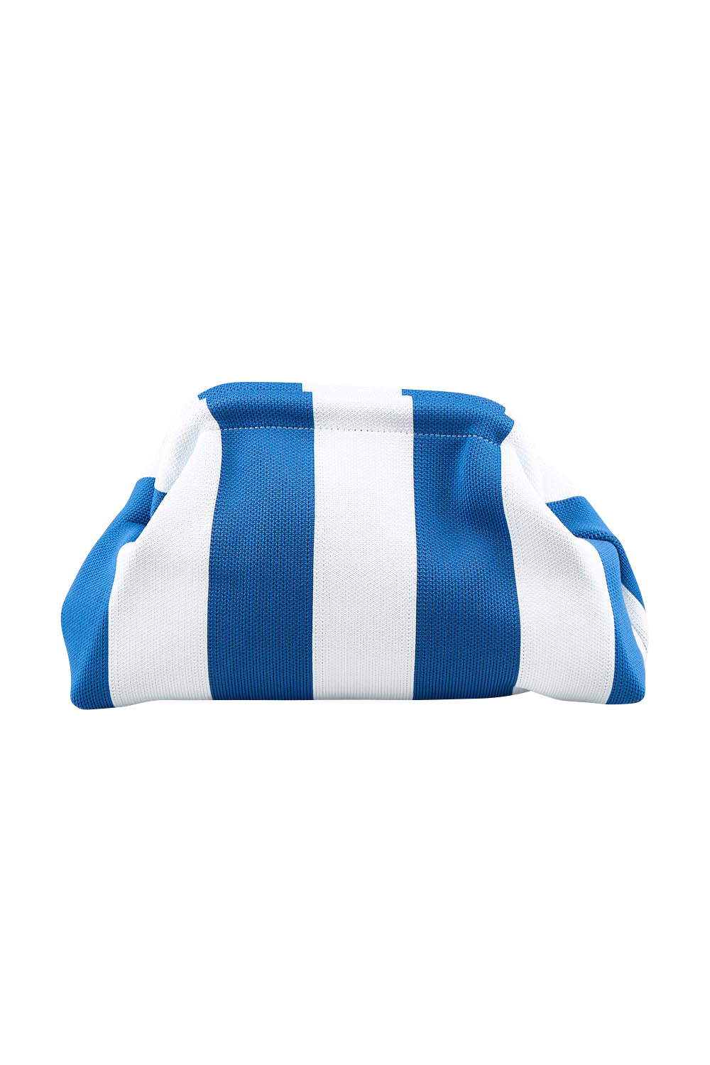 Product shot of the Laguna Stripe Clutch - Bluewhite in colour Bluewhite, from the front