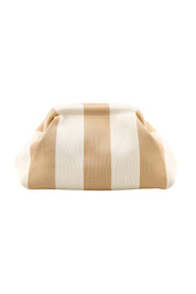 Product shot of the Laguna Stripe Clutch - Sandwhite in colour Sandwhite, from the front