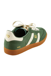 Product shot of the 2001 Parallel Suede Canvas Sneaker in colour Cypress (Green), from the back