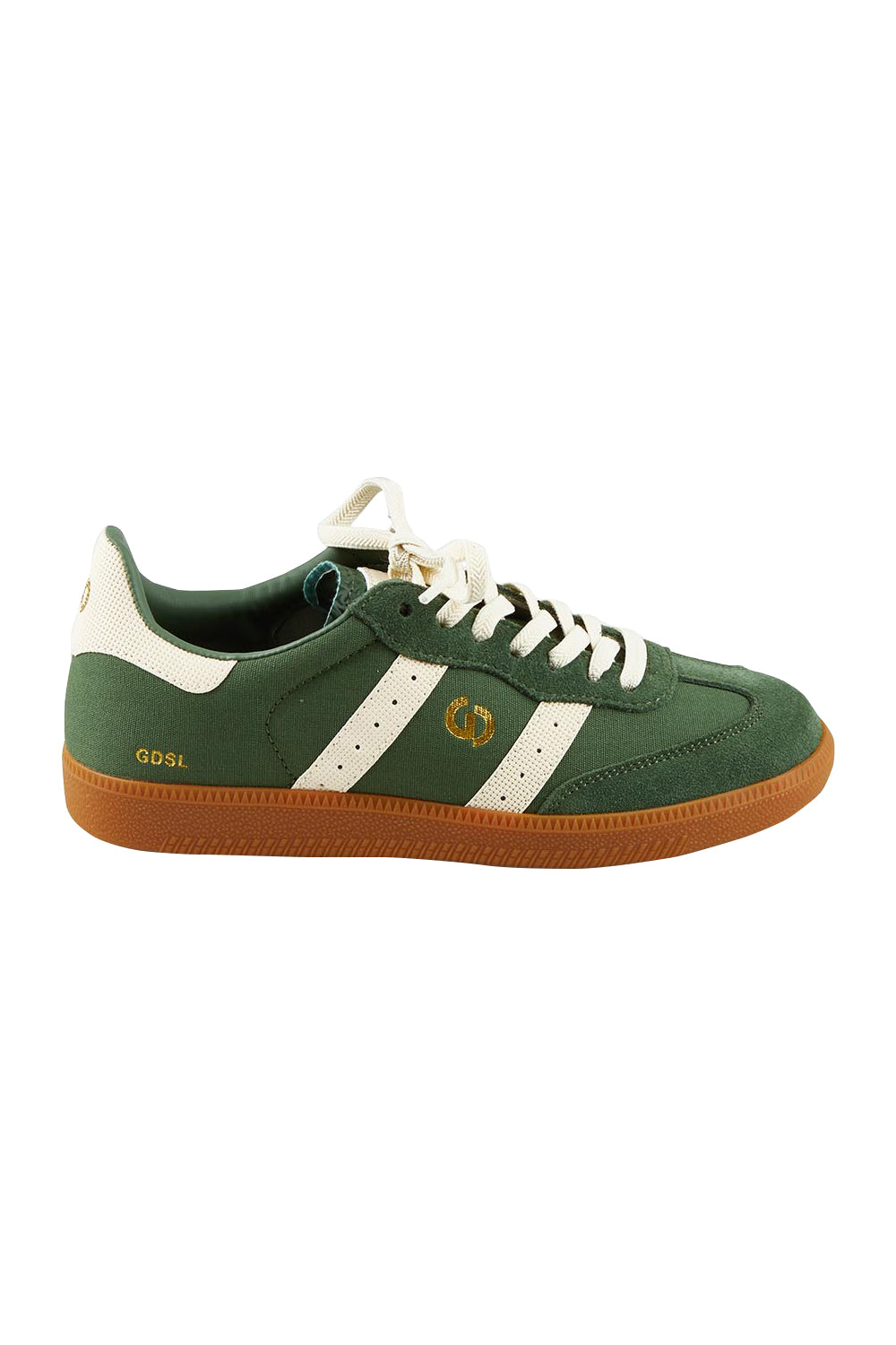 Product shot of the 2001 Parallel Suede Canvas Sneaker in colour Cypress (Green), from the front