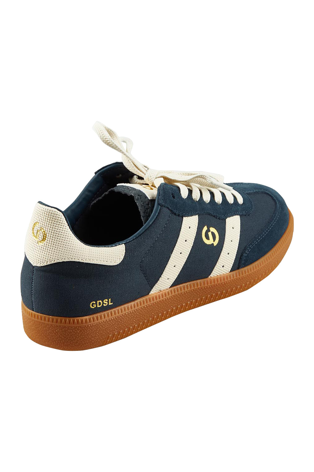 Product shot of the 2001 Parallel Suede Canvas Sneaker in colour Nightsky (Blue), from the back