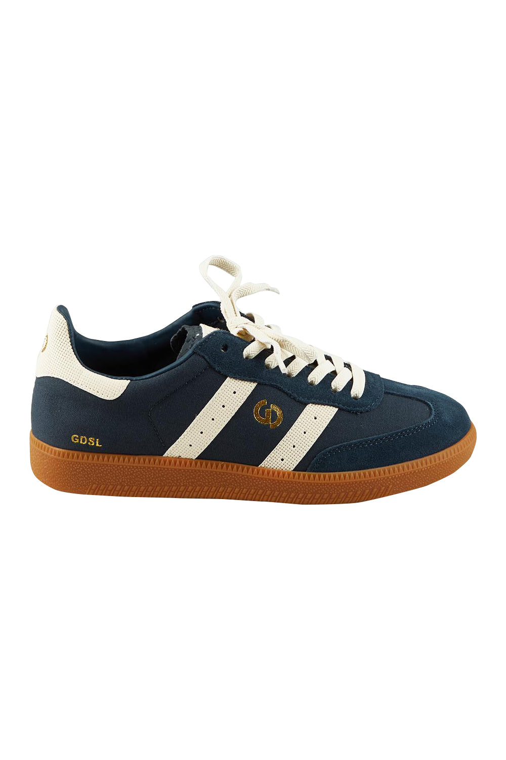 Product shot of the 2001 Parallel Suede Canvas Sneaker in colour Nightsky (Blue), from the front
